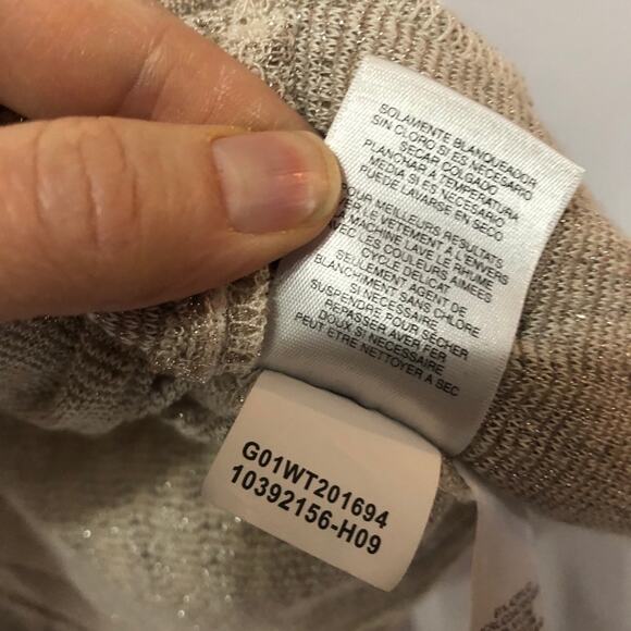 Jones New York Gold Metallic Cardigan Sweater Womens L Zig Zag Oversized Preppy - Picture 7 of 11